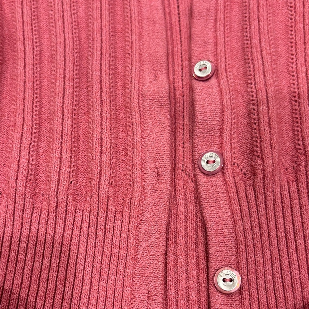 St. John Sport Pink Cardigan vintage sz m wool blend - Picture 2 of 11